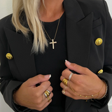 XL Diamond Cross Necklace in Gold and White