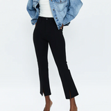Pistola Lennon High Rise Crop Boot Cut with Front Slit in Black Ponte Knit