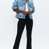 Pistola Lennon High Rise Crop Boot Cut with Front Slit in Black Ponte Knit