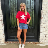 Star Shortsleeve Sweater in Red