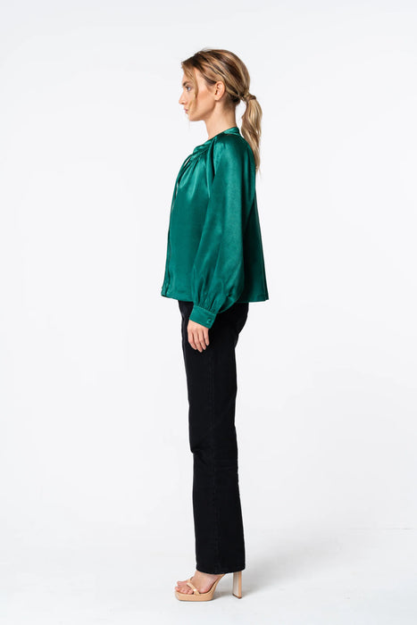 Mistletoe Piped Long Sleeve Green Top