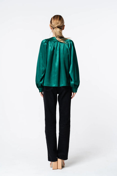 Mistletoe Piped Long Sleeve Green Top