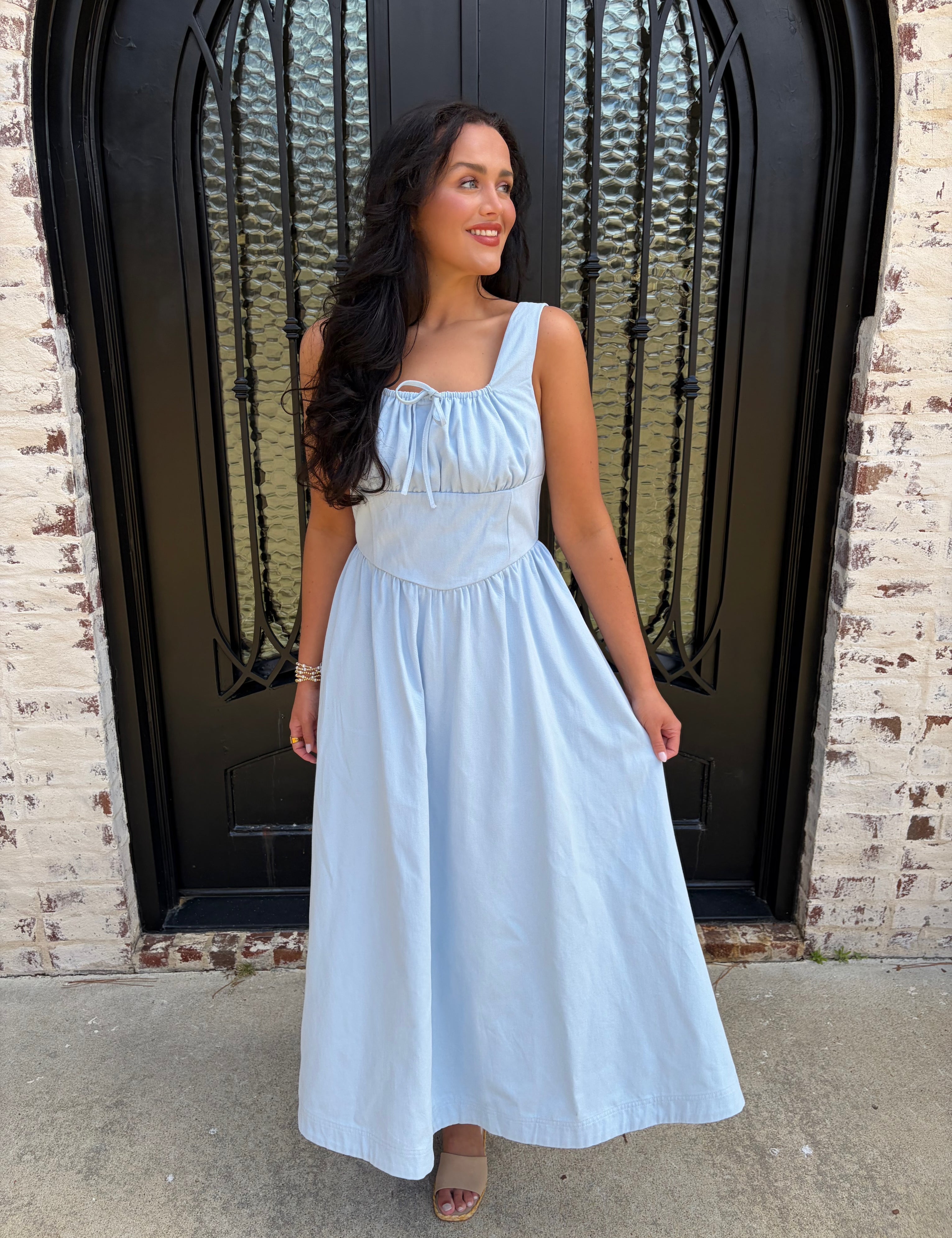 Light blue midi corset dress