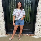 USA Stripe Top in White