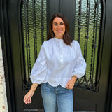 Vilagallo White Scalloped Top