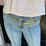Gold horsebit belt 