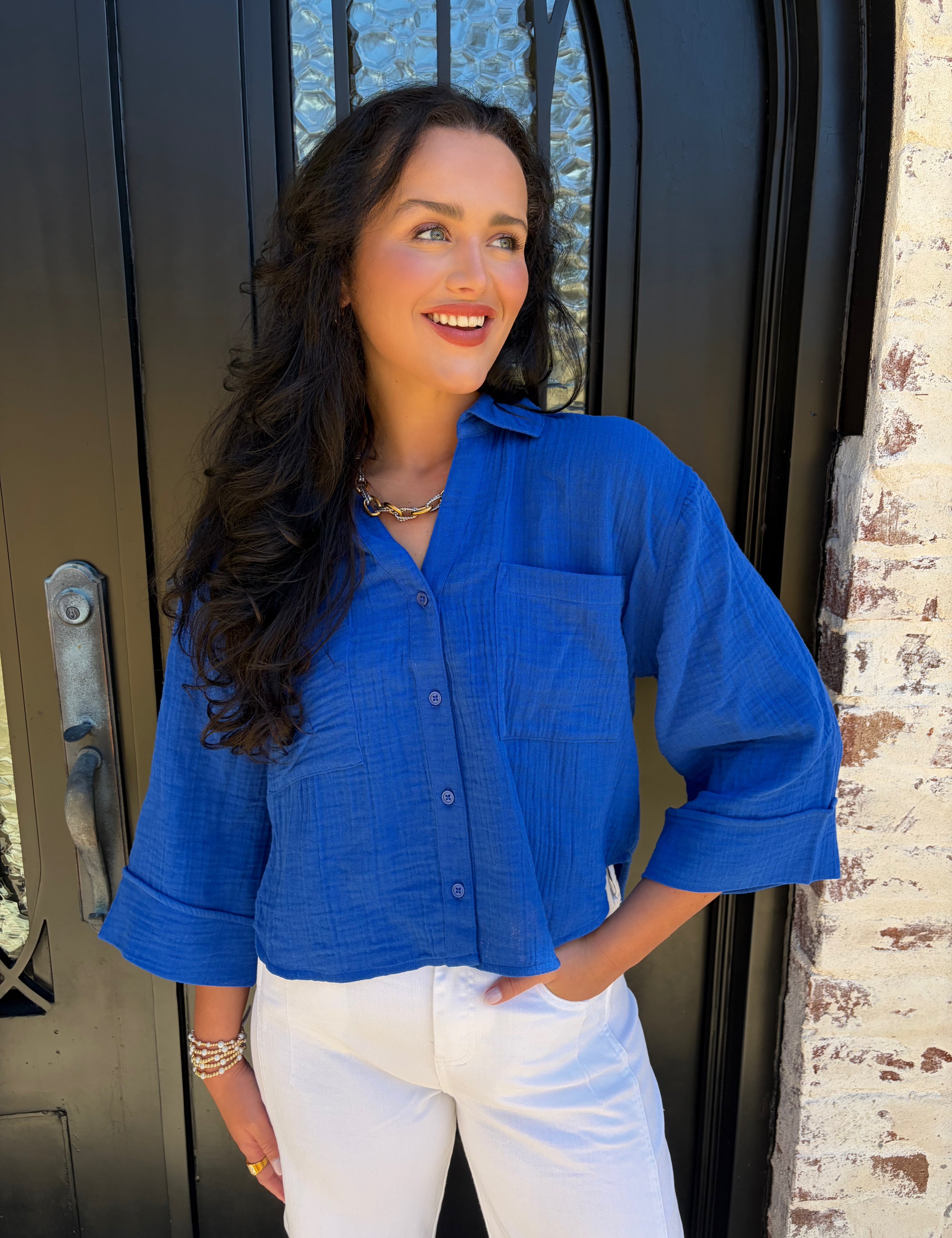 Gauze Cobalt Blue Z supply shirt