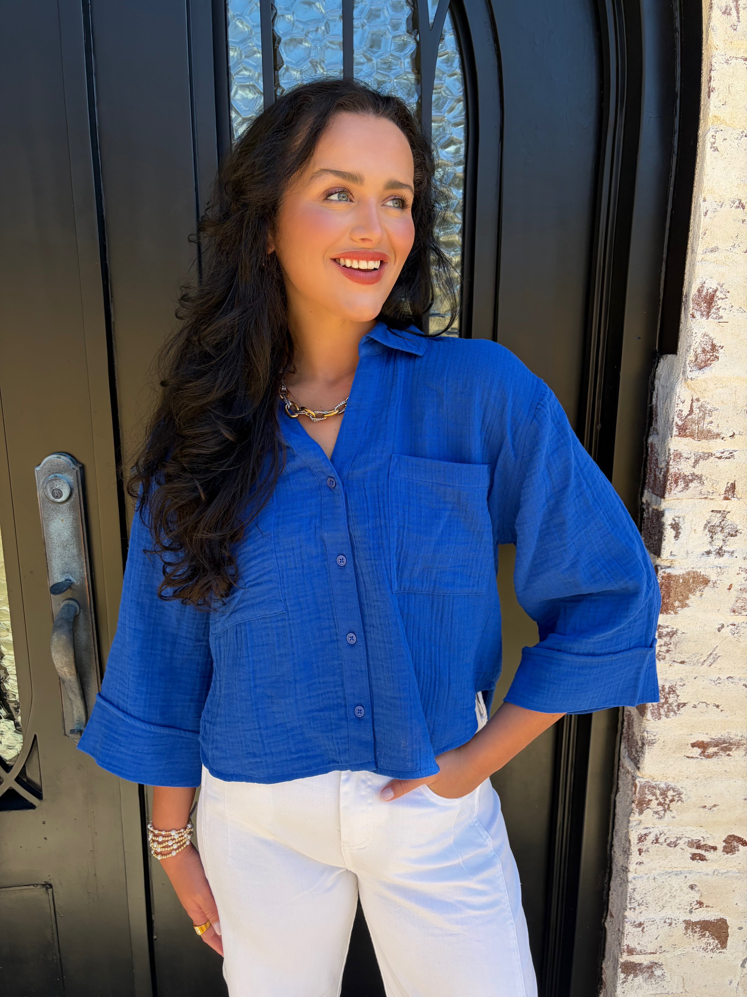 Gauze Cobalt Blue Z supply shirt