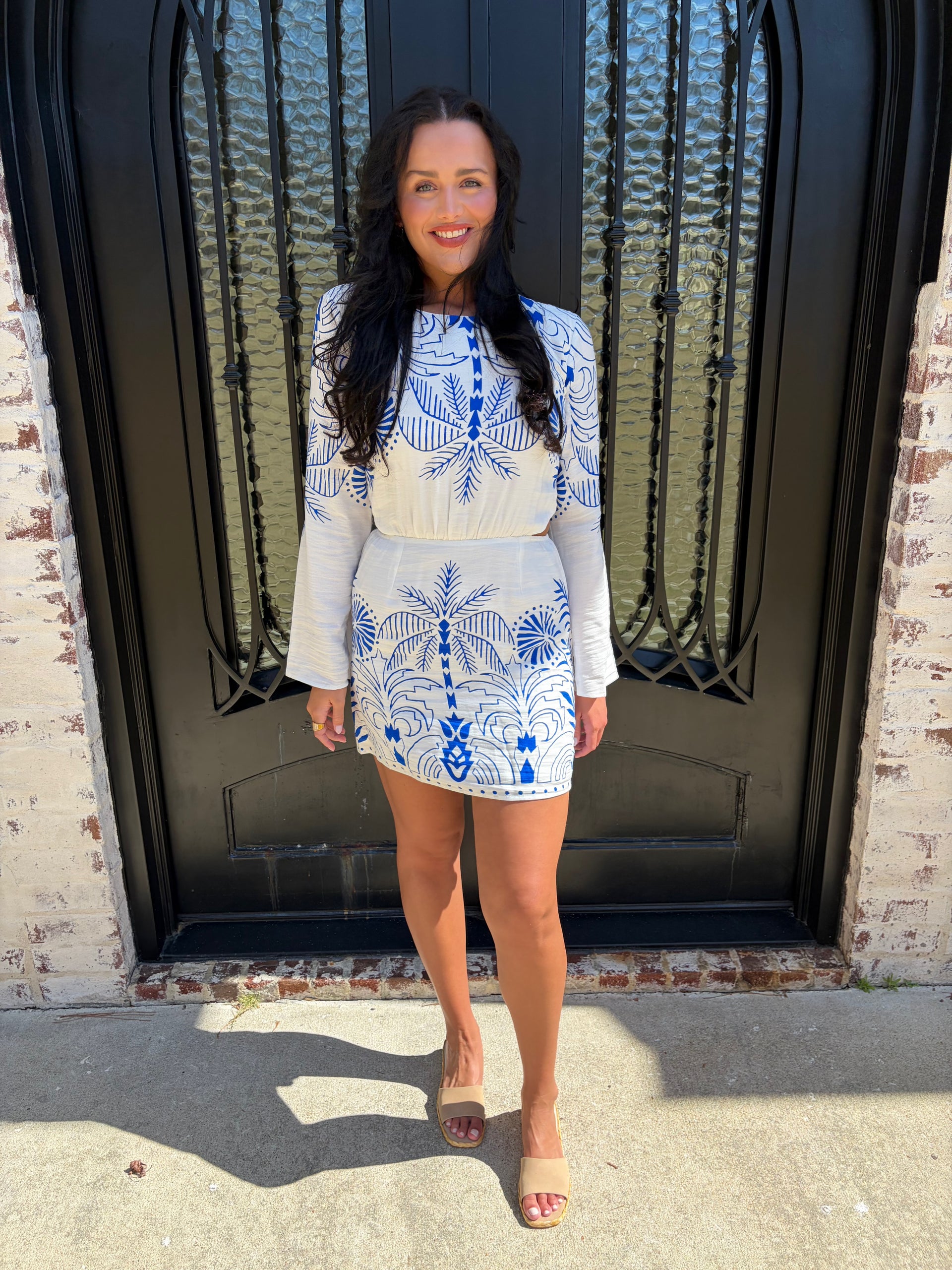 nautical mini dress Tahina Airy Palm Mini Dress, Nautical Cobalt Blue