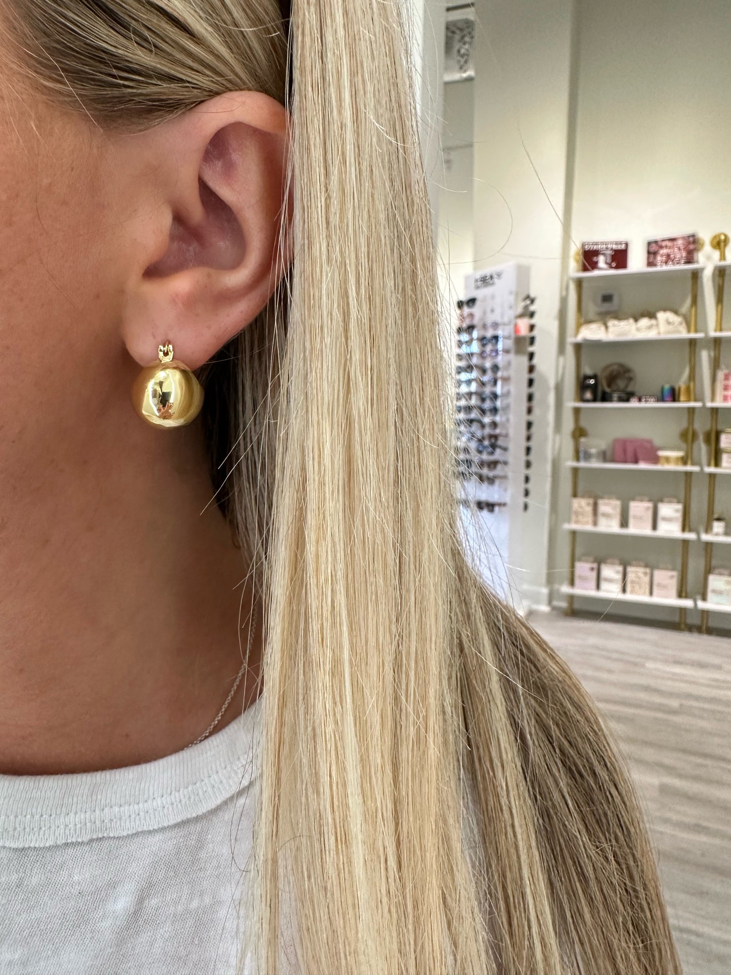 Gold Ball Huggie Earrings