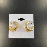 Twisted & Plain Thick Hoops in Gold