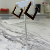 Squared Hoop Earring in Maroon & Gold