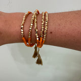 Beaded Pull Bracelet in Orange & Gold
