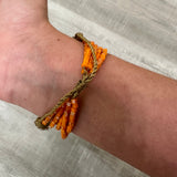 Beaded Pull Bracelet in Orange & Gold
