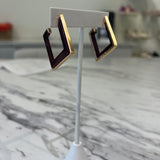 Squared Hoop Earring in Maroon & Gold