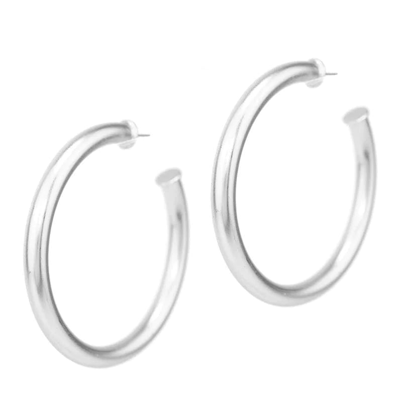Satin Silver 1.75” Hoop Earring