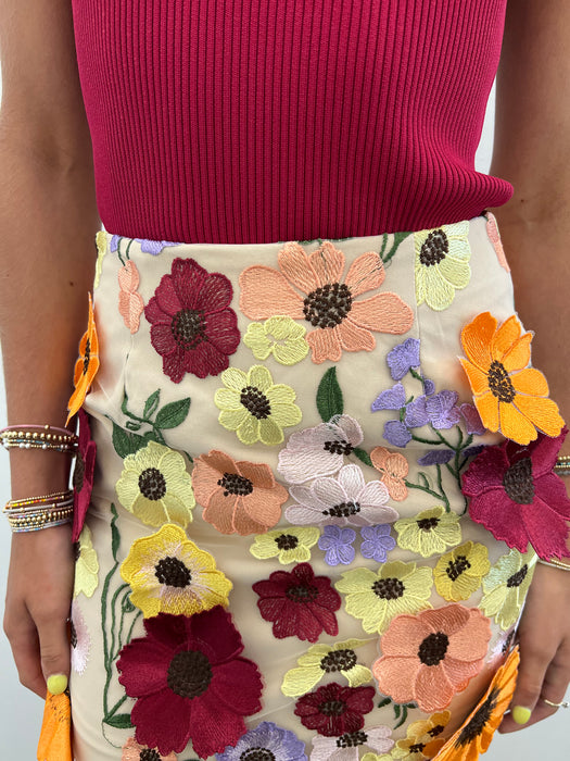 Lyndsey Floral Embroidered Skirt