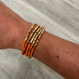 Beaded Pull Bracelet in Orange & Gold