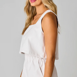 Manning Vegan Leather Cropped Tank Top in Powder