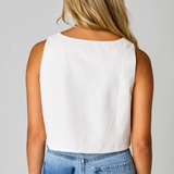 Manning Vegan Leather Cropped Tank Top in Powder