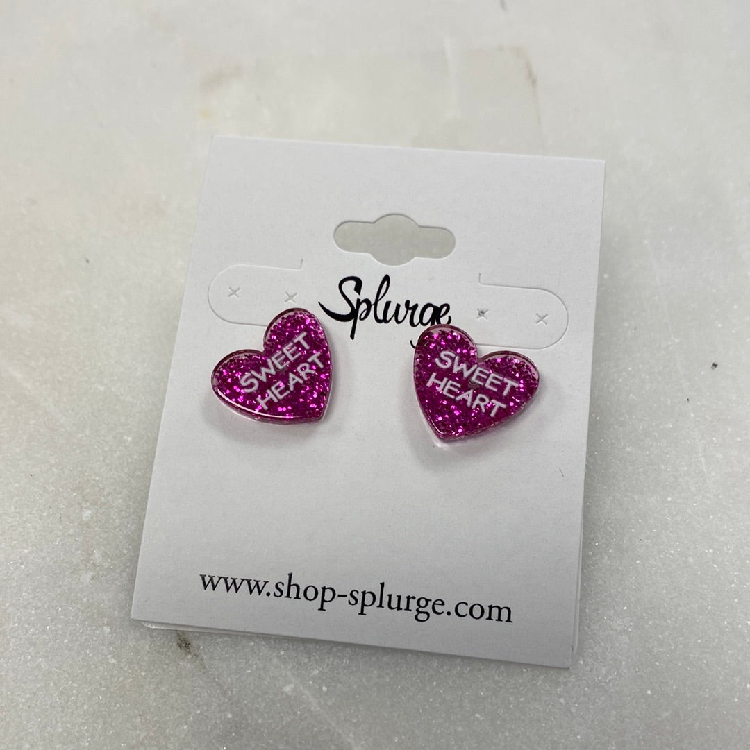 Valentine's Celluloid Heart Stud Earrings